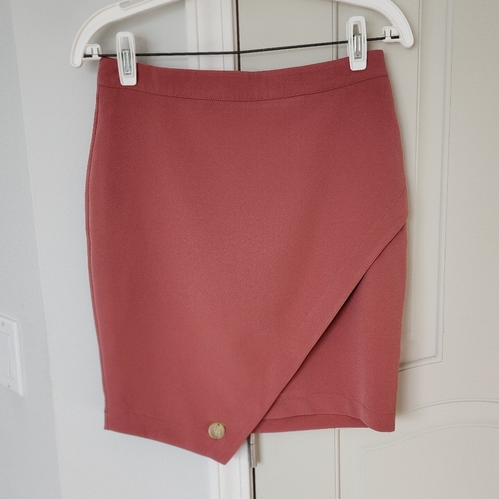 La Blanche Viscose Rose Pink Asymmetrical Pencil Skirt Tulip Skirt S